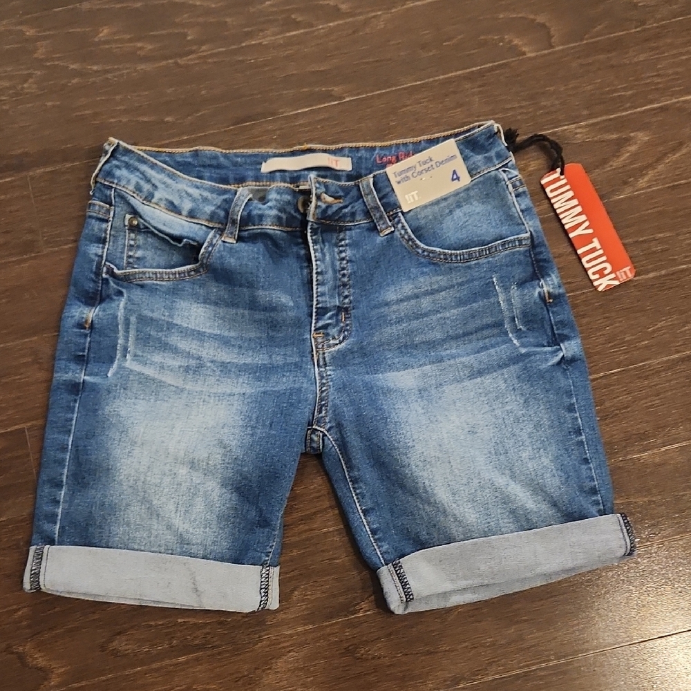!iT Tummy Tuck with Corset Denim Shorts NWT